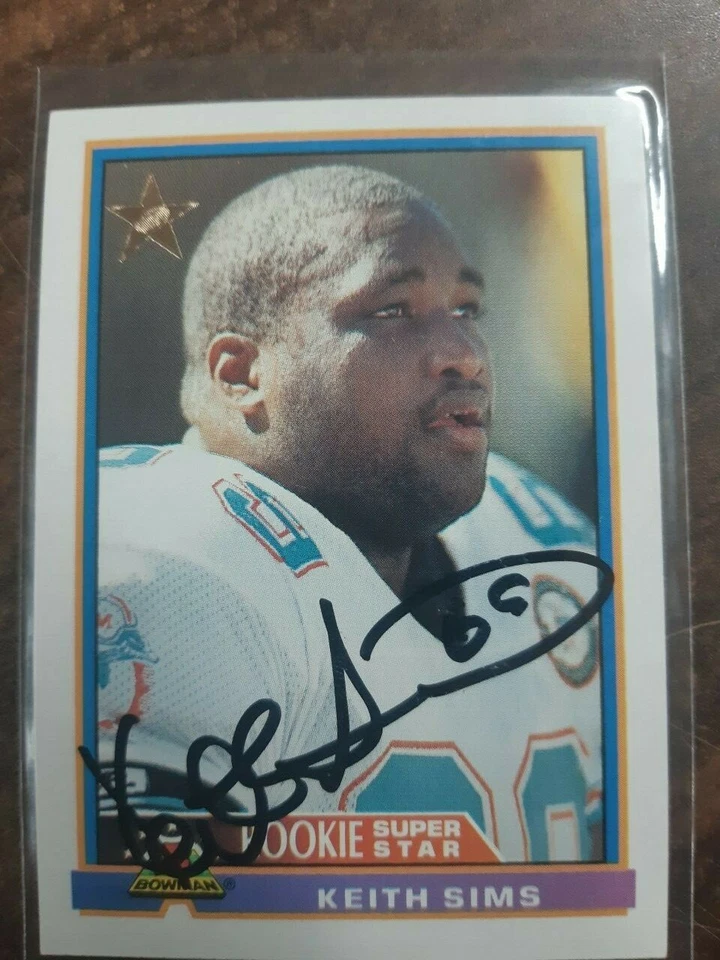 Keith Sims Signed NFL Card ( Miami Dolphins ) Iowa State University   - Image 1 of 1
