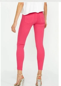 $275 Designer HUDSON Women's Pockets Low Rise Super Skinny Pink Jeans 25 - Picture 1 of 8