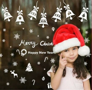 Merry Christmas Snowflakes Bell Reindeer Shop Window Sticker Vinyl Decoration - Picture 1 of 8
