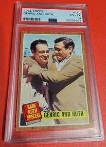BABE RUTH 1962 TOPPS RUTH SPECIAL & LOU GEHRIG CARD GRADED PSA 4 VG-EXCELLENT NY - Picture 1 of 2