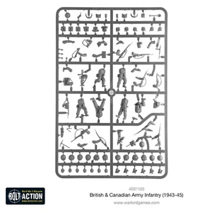 Bolt Action Esercito Britannico e Canadese Fanteria Sprue 1943-1945 Warlord Giochi 28mm - Foto 1 di 1