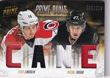 2013-14 Panini Prime Dual Jerseys #DEM Elias Lindholm/Michal Jordan 58/200