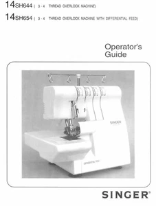 Singer 14SH644 14SH654 Sewing Machine Instructions User Manual Guide Bound - Picture 1 of 3