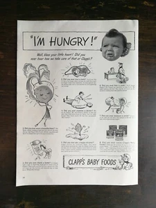 Vintage 1943 Clapp's Baby Foods pagina intera originale annuncio 524 - Foto 1 di 1
