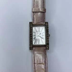 E Vernier Silver Pink Croc 60214 Crystals Ladies Vtg Quartz Stainless Untested - Picture 1 of 6
