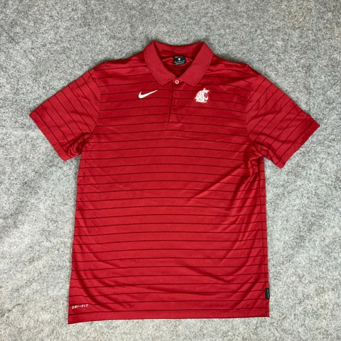 Washington State Cougars Mens Shirt Polo Medium Nike Red Black NCAA Football Cover