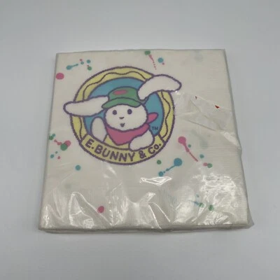 Servilletas de papel grandes sello vintage conejito de pascua primavera divertido diseño años 90 de colección Foto 1 de 2