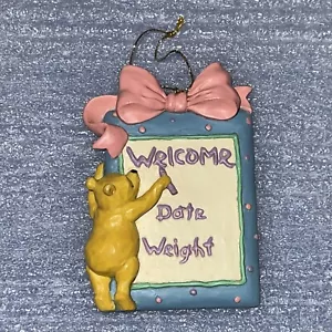 Disney Classic Pooh 3D Welcome Baby Girl Ornament Keepsake Date And Weight NEW - Picture 1 of 5