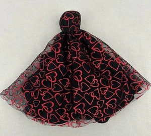 Vintage Barbie Red & Black W/Hearts Lace Silky Gown Dress Formal Elegant - Picture 1 of 10