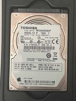 Toshiba MK5065GSXF 2.5'' 500GB Apple Branded internal HDD - Image 1 of 2