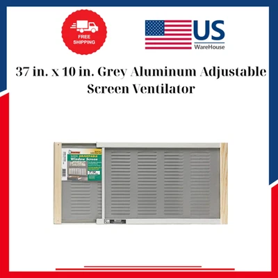 37 in. x 10 in. Grey Aluminum Adjustable Screen Ventilator - Image 1 of 4