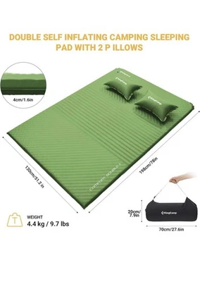 KingCamp Double Sleeping Pad Self Inflating 2 Person Waterproof Foam Mattress - Image 1 of 4