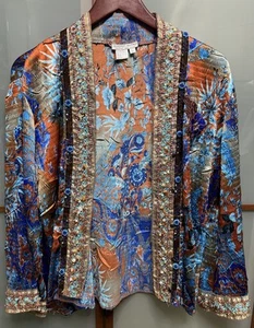 Alberto Makali Vintage Embellished Beaded Sequin Blazer Cardigan Jacket Size L - Picture 1 of 7