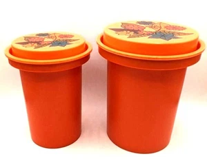 Juego de 2 botes de anidación Rubbermaid de colección Flower Power naranja retro años 70 - Imagen 1 de 6