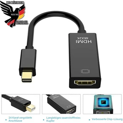 Mini Displayport auf HDMI Adapter Mini DP auf zu HDMI Kabel Wandler Konverter 4K - Bild 1 von 4