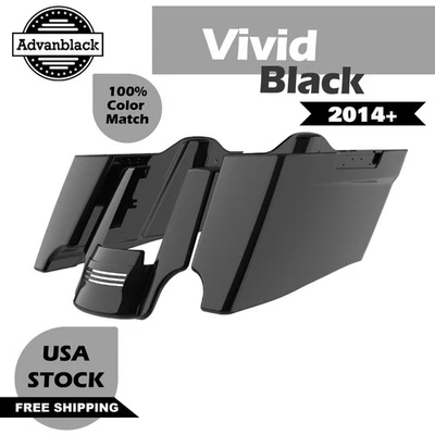 Vivid Black CVO Tapered Extended Saddlebags Rear Fender Fits 14+ Harley Davidson - Изображение 1 из 4