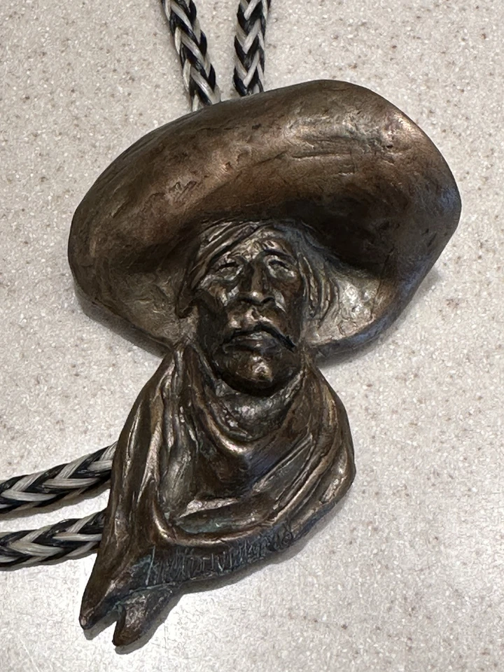 Vintage 1990s Prix de West Hollis Williford Signed Bronze Bolo NAWA “Sundowner” - Image 1 of 4