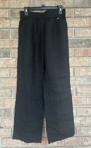 Escada Sport Women's 100% Linen Straight Leg High Rise Black Pants Size 36 - Picture 1 of 11
