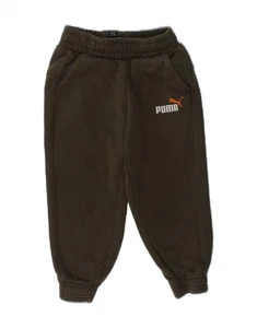PUMA Boys Tracksuit Trousers Joggers 3-4 Years Khaki Cotton NQ08 - Picture 1 of 3