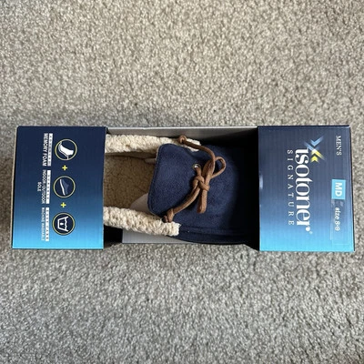 Zapatillas de mocasín Vincent de microgamuza de espuma viscoelástica isotoner para hombre azul 8-9 mediano nuevas con caja Foto 1 de 4