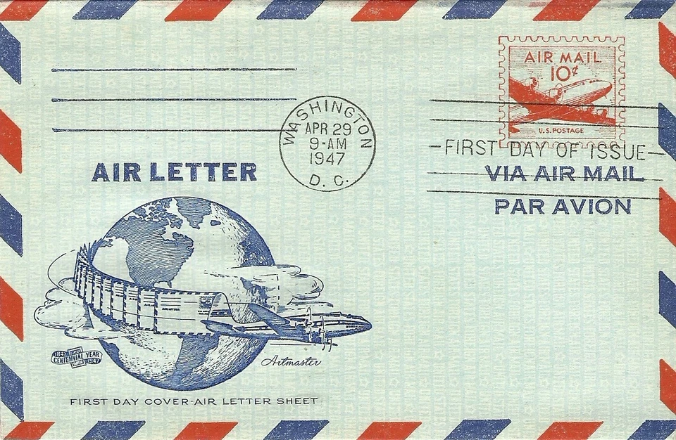 FDC UC16 - 10¢ Skymaster Letter Sheet - 4/29/1947 - Washington, DC - Artmaster - Image 1 of 1