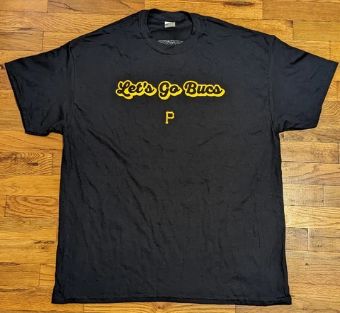 Pittsburgh Pirates Let's Go Bucs/ Mrs. T's Pierogies Black XL Shirt - Baseball Cover
