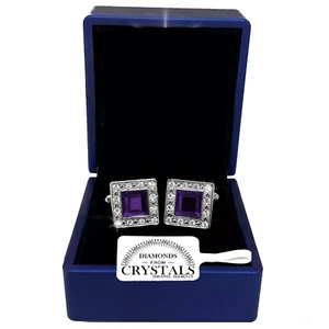 GEMELLI CAMICIA UOMO Donna con Cristalli Zirconi matrimonio Viola - Foto 1 di 2