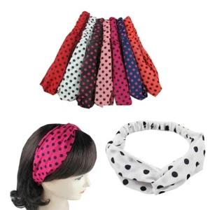 6 pieces Polka Dots Twist Knot Head Wrap Headband Twisted Knotted Hair Band Lot - Picture 1 of 2