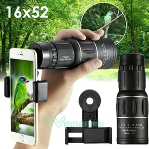 Mini Telescopio Monocular Con Zoom 16x52 Senderismo Caza Observacion De Aves - Picture 1 of 19