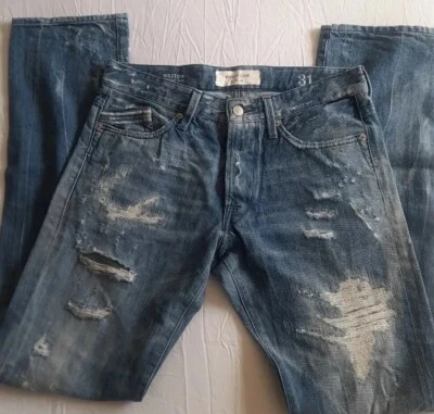 REPLAY BROKEN EDGE WAITOM JEANS (31x34) DESTROYED REGULAR-SLIM FADED BUTTON-FLY  - Image 1 of 4