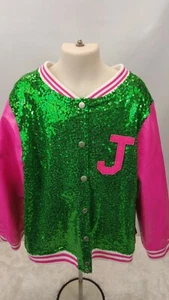 Nickelodeon Jo Jo's Closet Cute Letterman Jacket Child XL Green And Pink - Picture 1 of 10