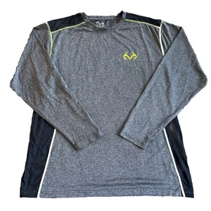 Double Sided Logo REALTREE Sz XXL Lightweight 2X LS Gray T-Shirt - EUC - Picture 1 of 8