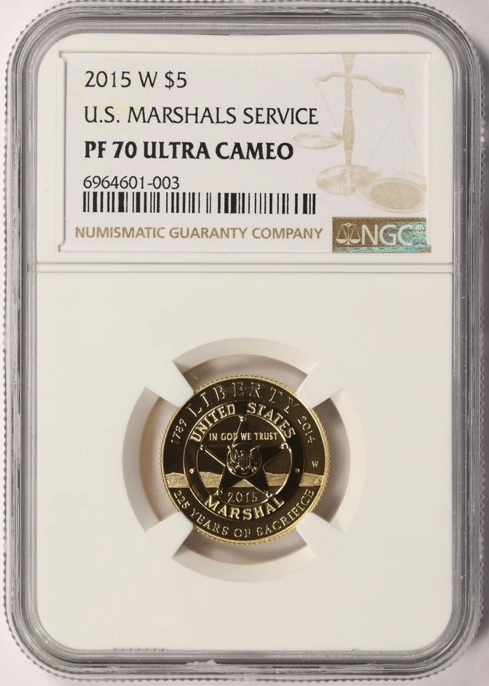2015-W U.S. Marshals Service $5 Gold Commemorative NGC PF70UCAM - Image 1 of 4