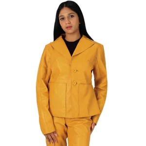 Laverapelle Women's Genuine Lambskin Leather Blazer (Yellow, Small) - 2421007 - Picture 1 of 5