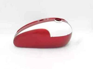 TRIUMPH T120 1971 OIF CHERRY & WHITE PAINTED STEEL FUEL PETROL GAS TANK +CAP - Picture 1 of 8