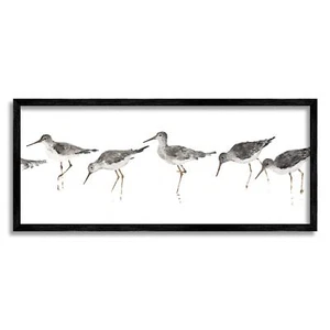 Stupell Industries Beach Bird Sandpipers Minimal Grey White Painting, Designe... - Picture 1 of 1