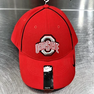 Nike Ohio State Buckeyes Swoosh Logo Dri Fit Legacy 91 Red Strapback Dad Cap Hat - Picture 1 of 7