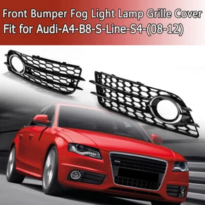 PAIR HEX MESH FOG LIGHT BUMPER GRILL INTAKE FOR AUDI A4 S-LINE S4 B8 S 08-12 - Foto 1 di 6