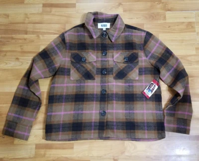 BB DAKOTA by STEVE MADDEN WOMEN'S BROWN & PINK SHIRT BOXY JACKET MSRP: $119 XL - Image 1 of 4