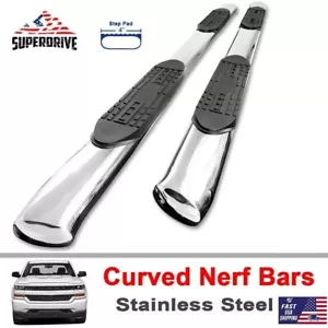 For 2005-2023 Toyota Tacoma Access / Extended Cab 4" Curved Side Steps Nerf Bars - Picture 1 of 9
