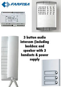 Farfisa 3 Way Flush Intercom Audio System/Kit Outdoor 3x handsets 1x intercom - Picture 1 of 1
