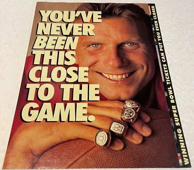 NFL Pro Line Collection 1992 triple folleto promocional de 2 caras con cubierta Joe Montana Foto 1 de 4
