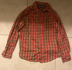 Wrangler Boys L 10-12 Plaid Long Sleeve Red Blue Plaid Button Up Shirt Lot 54 - Picture 1 of 2