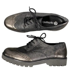 Zapatos Oxford con cordones negros y bronce metálicos Remonte para mujer talla 37 - Imagen 1 de 12