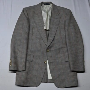 Vtg Austin Reed 38R Beige Glenn Check USA Made Wool Silk Blazer Sport Coat - Picture 1 of 12