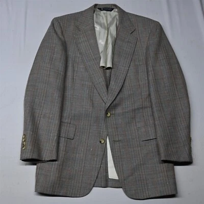 Vtg Austin Reed 38R Beige Glenn Check USA Made Wool Silk Blazer Sport Coat - Image 1 of 4