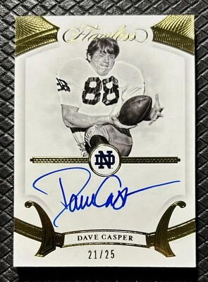 DAVE CASPER 2020 Panini Flawless Auto /25 Oakland Raiders Notre Dame SSP Legend - Image 1 of 2