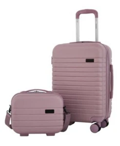 New Kensie Expandable Spinner 20" Suitcase Carry On Luggage 2 PC Set Purple - Picture 1 of 11
