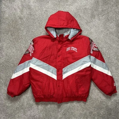 Jaqueta Pulôver Vintage Anos 90 NCAA Starter Ohio State Buckeyes Zíper Completo Tamanho XL - Imagem 1 de 4