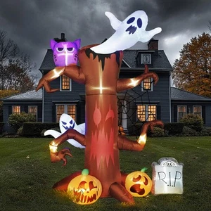 8 FT Halloween Inflatable Decorations Tree Outdoor with Blow Up Pumpkin Ghost... - Bild 1 von 9
